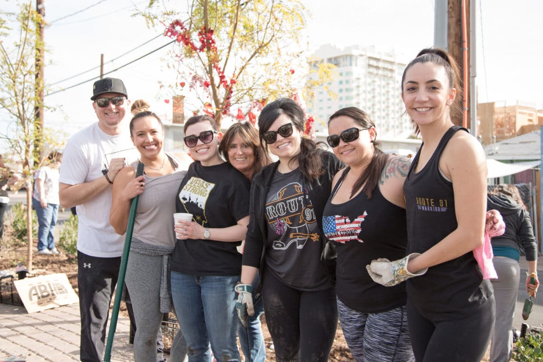 Vegas Strong Volunteers at Healing Garden Memorial